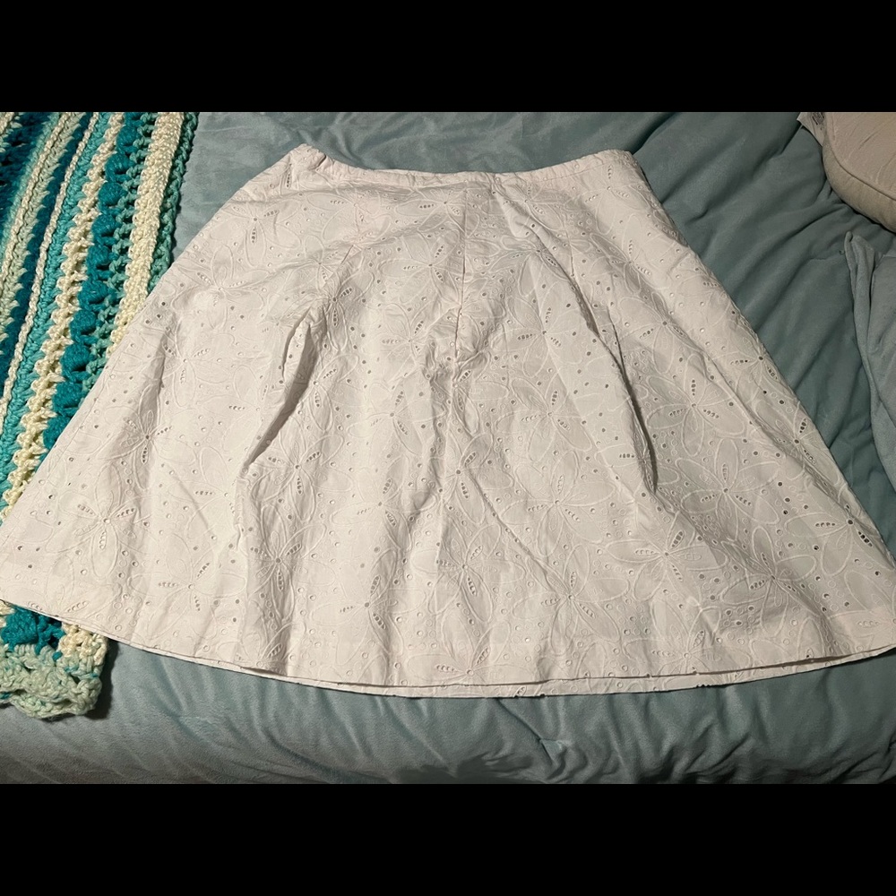 Talbots Woman size 16W white eyelet pleated skirt